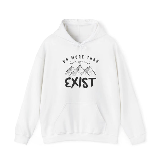 Unisex Mountain Print 'Do More Than Just Exist' Letter Print Hoodie