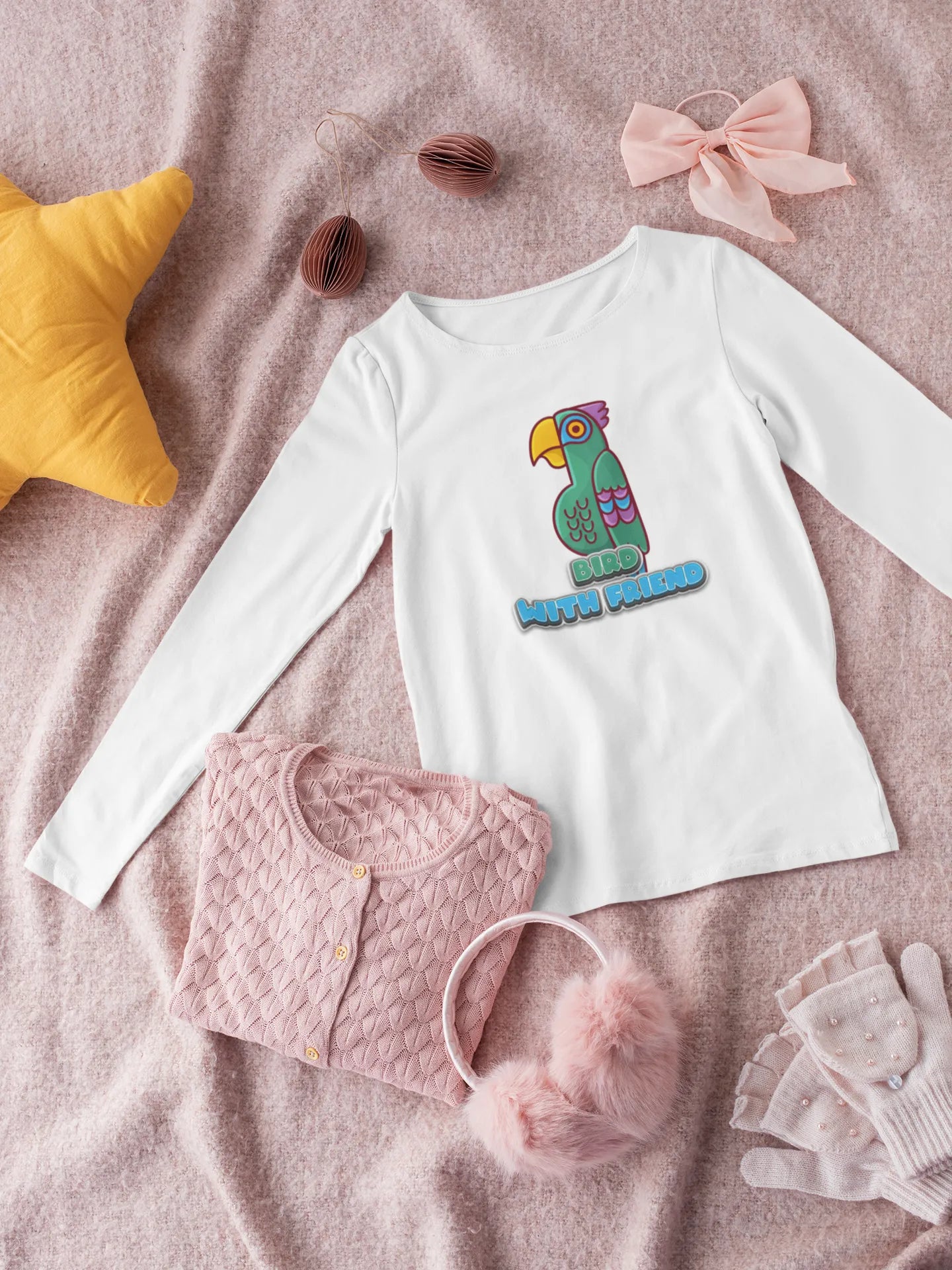 Feathered Friends Bird With Friend Longsleeve for Kids
