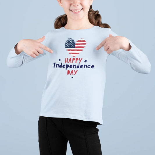 Kid's Long Sleeve Happy Independence Day America Shirt