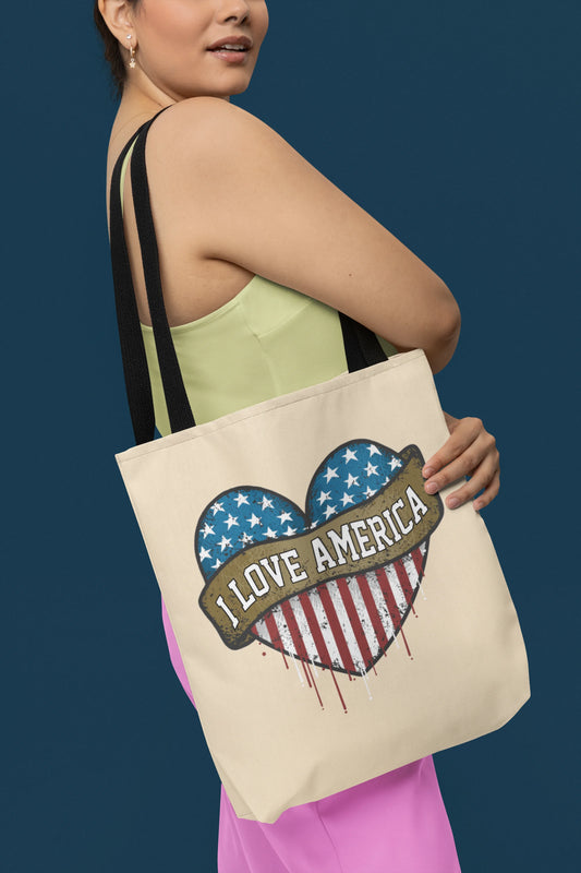 Show Your Patriotism with our 'I Love America' Tote Bag